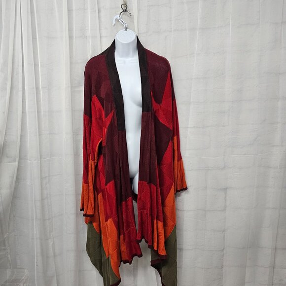 DG2 by Diane Gilman Cardigan Patchwork Colorblock Open Boho Festival 3X - Picture 4 of 7